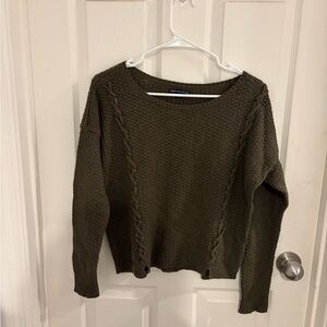 American Eagle Outfitters Dark Olive Green Crew Neck Sweater